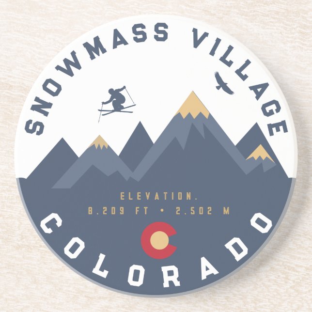 Snowmass Colorado Flagga Retro Sunset Ski Souvenir Underlägg (Framsidan)