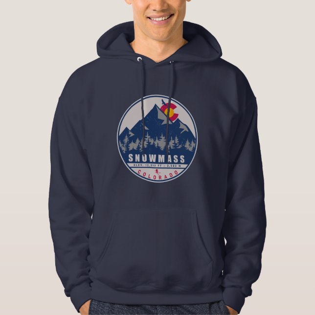 Snowmass Colorado Retro Sunset Ski Souvenirs Hoodie (Framsida)