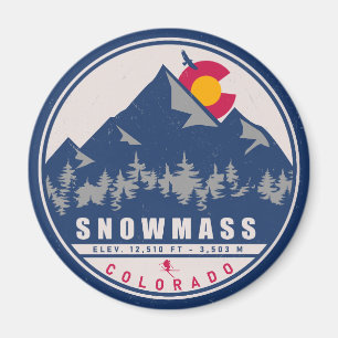 Snowmass Colorado Retro Sunset Ski Souvenirs Magnet