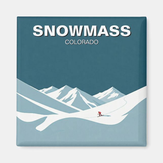 Snowmass Colorado Skier Skiing Magnet (Framsidan)