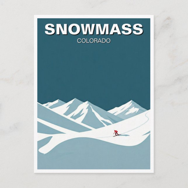 Snowmass Colorado Skier Skiing Vykort (Framsida)