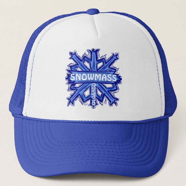 Snowmass Colorado snowflake art hat Truckerkeps (Framsida)