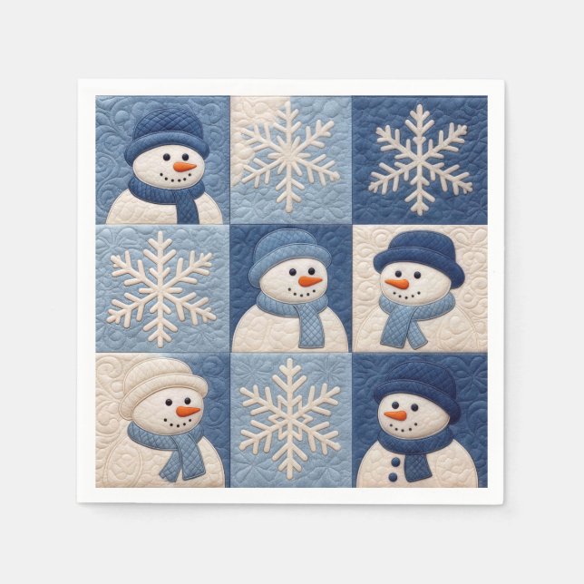 Snowmen and Snowflakes Quilt Pattern Pappersservett (Framsidan)