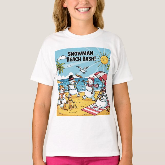 Snowmen Beach Bash T Shirt (Framsida)