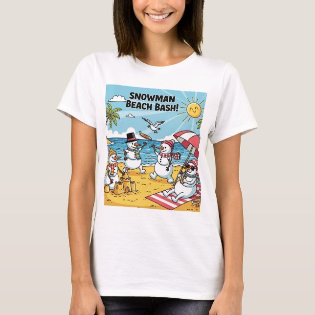 Snowmen Beach Bash T Shirt (Framsida)