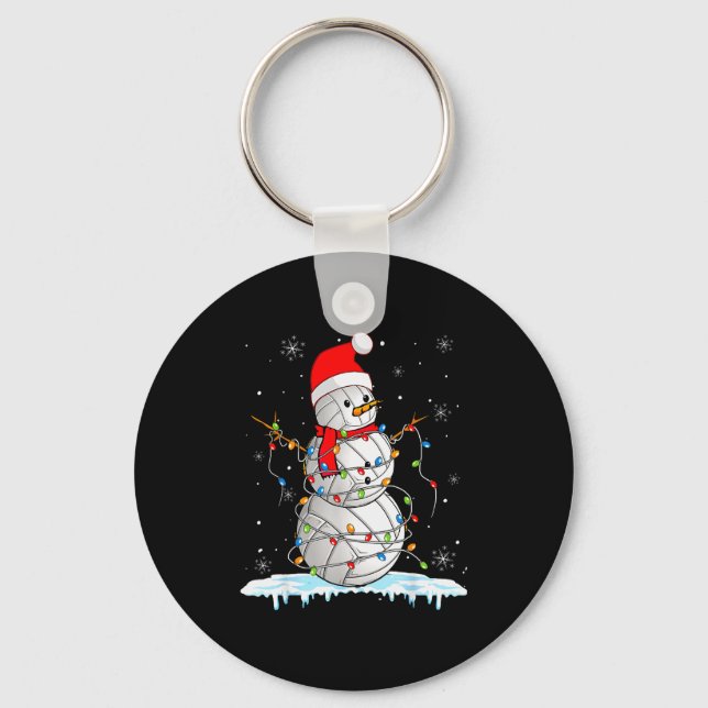 Snowmies Santa Lights Christmas Snowman Volleyball Nyckelring (Framsida)