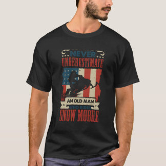 Snowmobil Gamle Man Winter Motor Sled Snö utomhus T Shirt