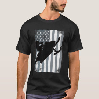 Snowmobile American Flagga Snocross Usa Ride Sled  T Shirt