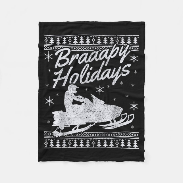Snowmobile Braapy Holidays Funny Braap Ugly Christ Fleecefilt (Framsidan)