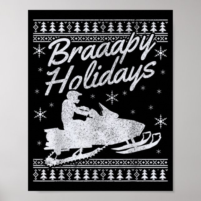 Snowmobile Braapy Holidays Funny Braap Ugly Christ Poster (Framsidan)