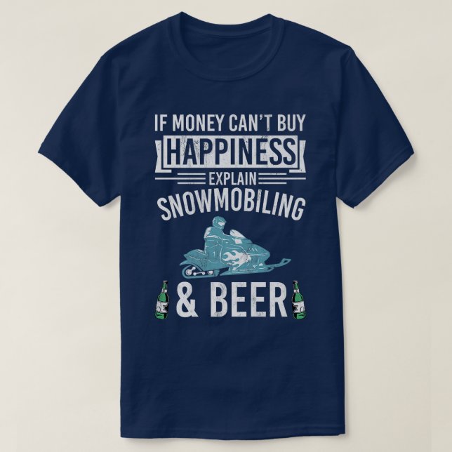 Snowmobile Funny Beer Sled Älskare Snowmobiling  T Shirt (Design framsida)