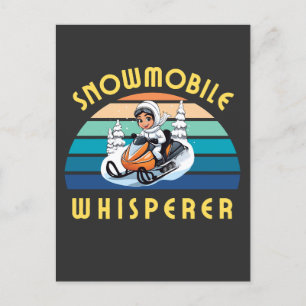 snowmobile girl winters helgdag vykort