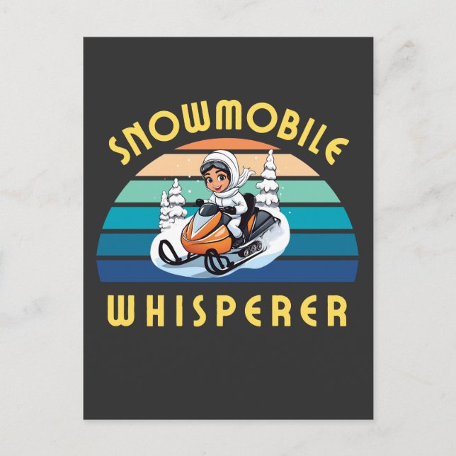 snowmobile girl winters helgdag vykort (Framsida)