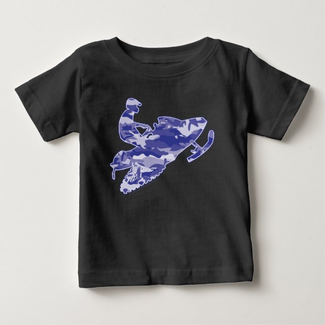 Snowmobile in Blue Camouflage T Shirt (Framsida)