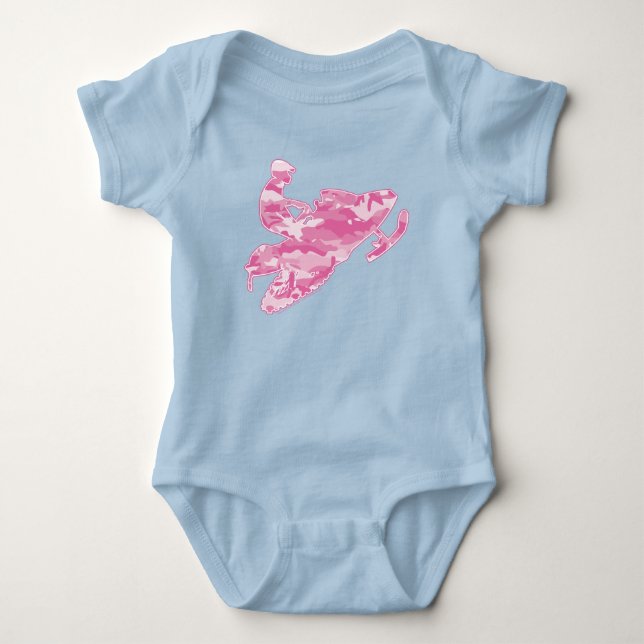 Snowmobile in Rosa Camouflage T Shirt (Framsida)