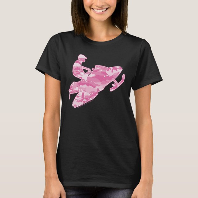 Snowmobile in Rosa Camouflage T Shirt (Framsida)