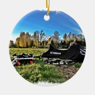 snowmobile julgransprydnad keramik