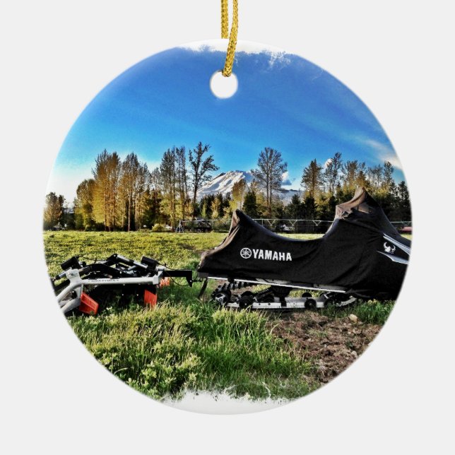 snowmobile julgransprydnad keramik (Framsidan)