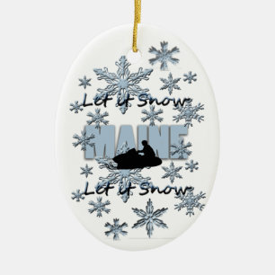 Snowmobile Låt det snöa Maine jul Ornamet Julgransprydnad Keramik