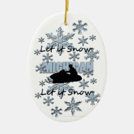 Snowmobile Låt det snöa Michigan jul Ornament