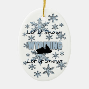 Snowmobile Låt det snöa Wyoming jul Ornament