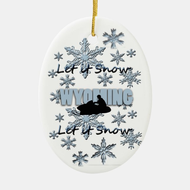 Snowmobile Låt det snöa Wyoming jul Ornament (Framsidan)