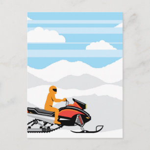 Snowmobile liggande vykort