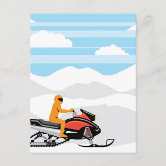 Snowmobile liggande vykort