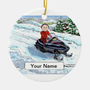 Snowmobile - manlig julgransprydnad keramik