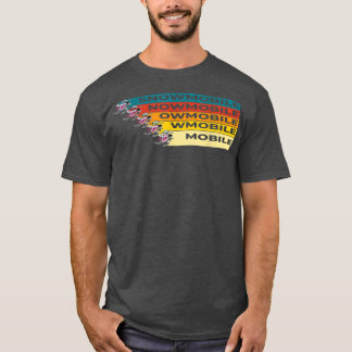 Snowmobile monster tävling i coola retro färg t shirt