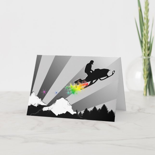 snowmobile. rainbow. helgkort (Framsida)