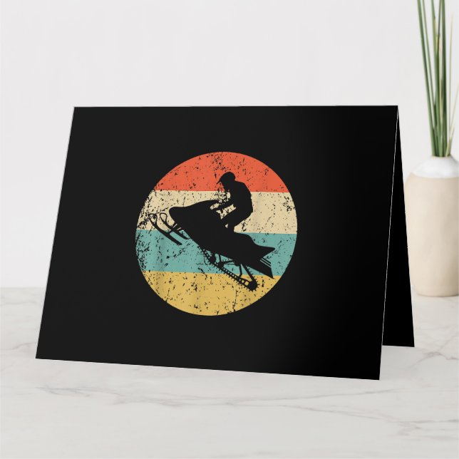 Snowmobile Retro Stil Snowmobiling Kort (Framsida)