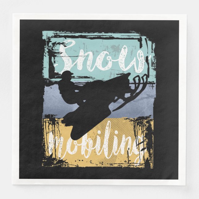 Snowmobile Retro Stil Snowmobiling Pappersservett (Framsida)