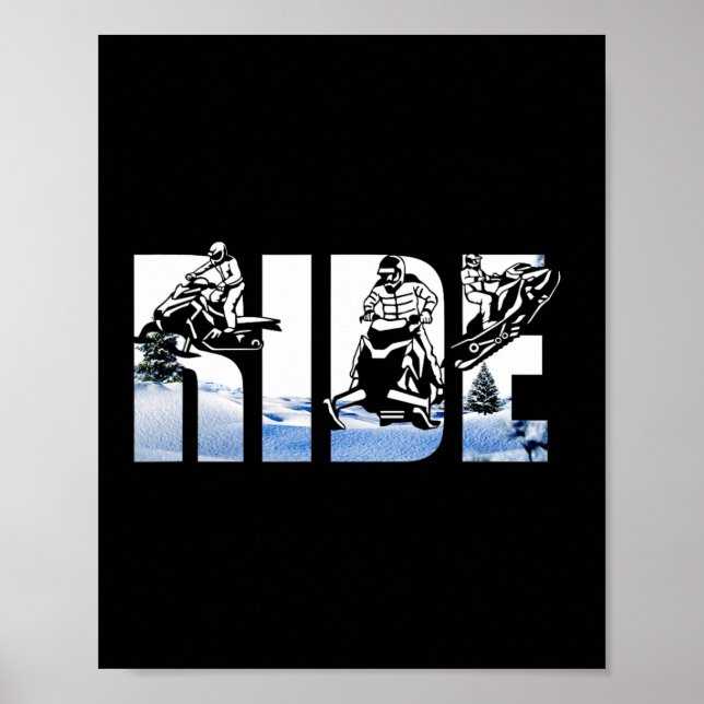 Snowmobile Ride Snowmobiling Winter Sport Skiers S Poster (Framsidan)