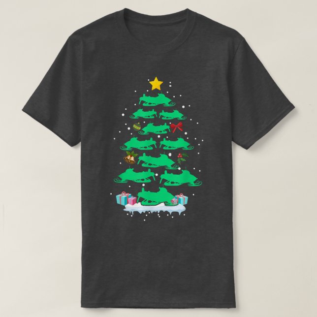 Snowmobile Sled Julgran Julafton för snömobiler T Shirt (Design framsida)