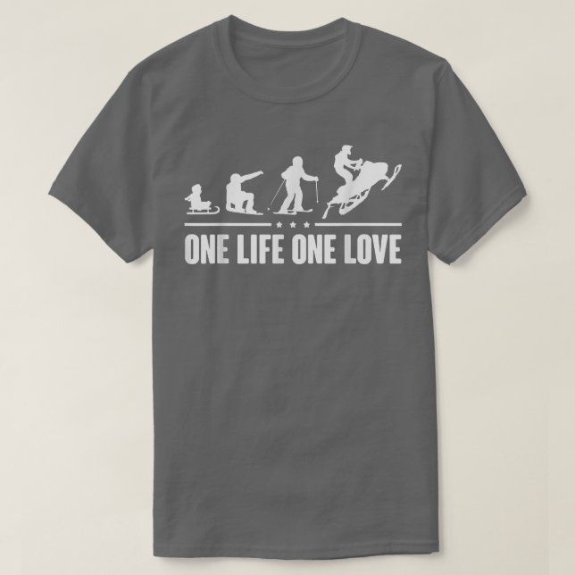 Snowmobile Sled One Life One Kärlek T Shirt (Design framsida)