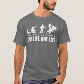 Snowmobile Sled One Life One Kärlek T Shirt