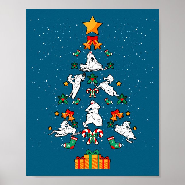 Snowmobile Snowmobiling Christmas Tree Xmas  Poster (Framsidan)