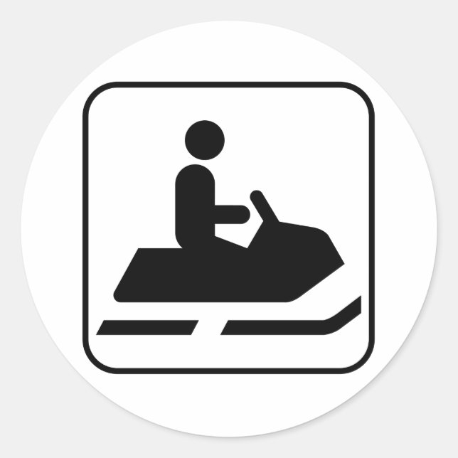 Snowmobile Symbol Sticker Runt Klistermärke (Framsida)