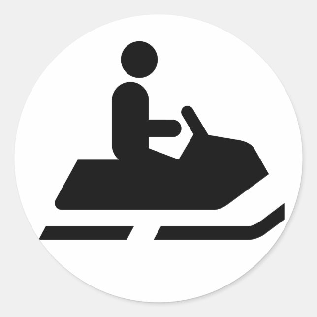 Snowmobile Symbol Sticker Runt Klistermärke (Framsida)