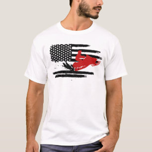 Snowmobile USA flagga Patriotic Winter Sports Retr T Shirt