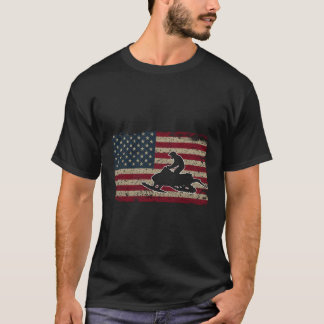 Snowmobile USA flagga Snö Sled Patriotic Snowmobil T Shirt