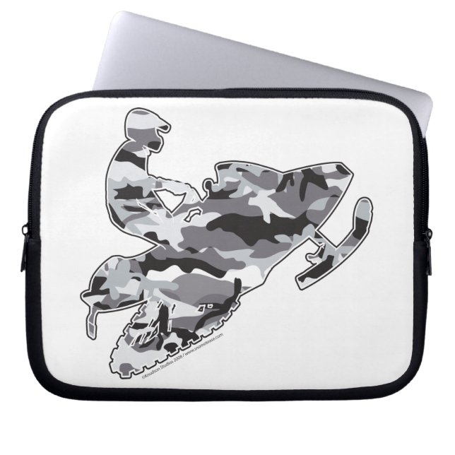 Snowmobiler i Grått Camo Laptop Fodral (Framsidan)