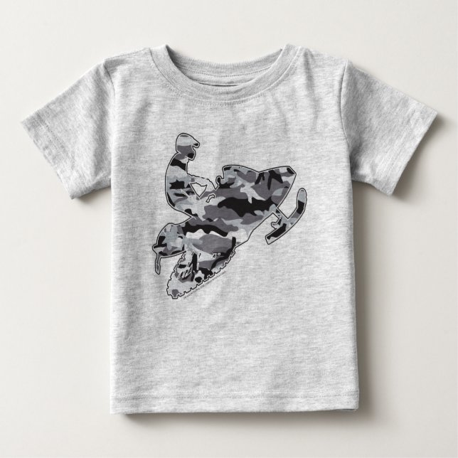 Snowmobiler i Grått Camouflage T Shirt (Framsida)