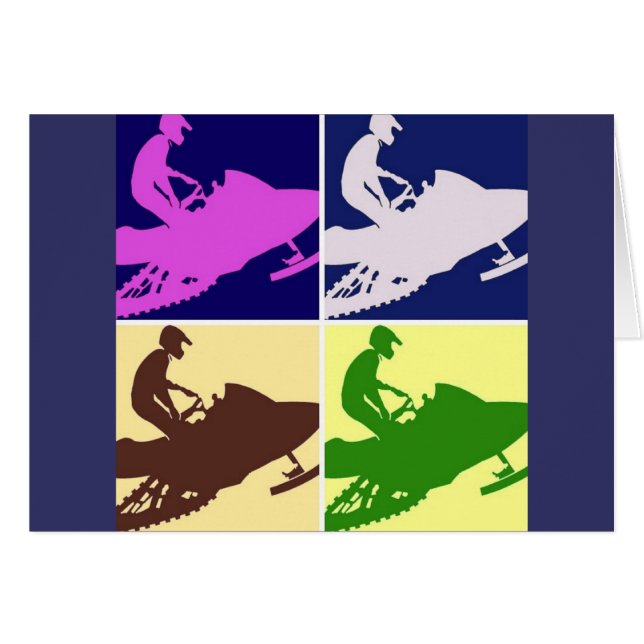 Snowmobiler/Pop Art Hälsningskort (Framsidan Horizontal)