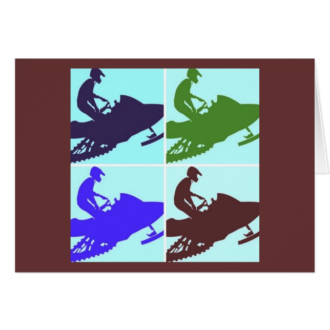 Snowmobiler/Pop Art Hälsningskort (Framsidan Horizontal)
