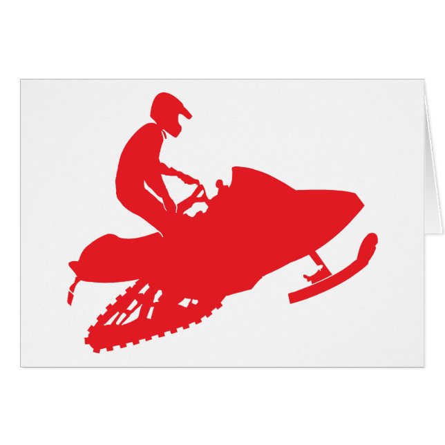 Snowmobiler/Red Sled Hälsningskort (Framsidan Horizontal)
