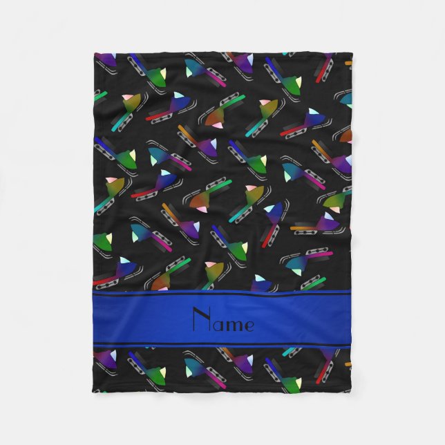 Snowmobiles för personlignamnsvart fleecefilt (Framsidan)