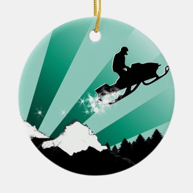 snowmobileslinga julgransprydnad keramik (Framsidan)
