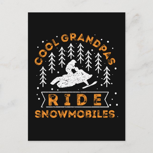 Snowmobiling - Coola Grandpas Ride SnowMobes Vykort (Framsida)